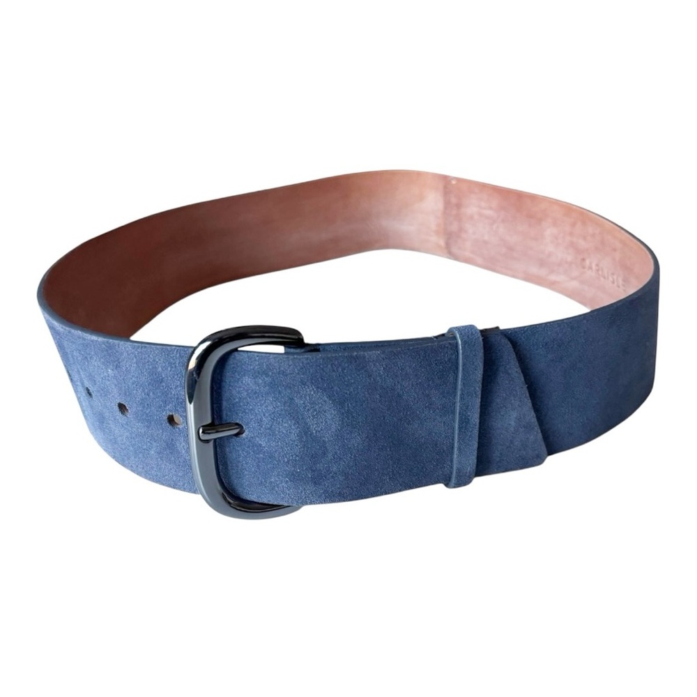 Carlisle blue suede finished leather hip belt curved with a gunmetal buckle |M - Picture 7 of 16